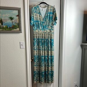 Old Navy Blue Flutter Sleeve Wrap Maxi Dress